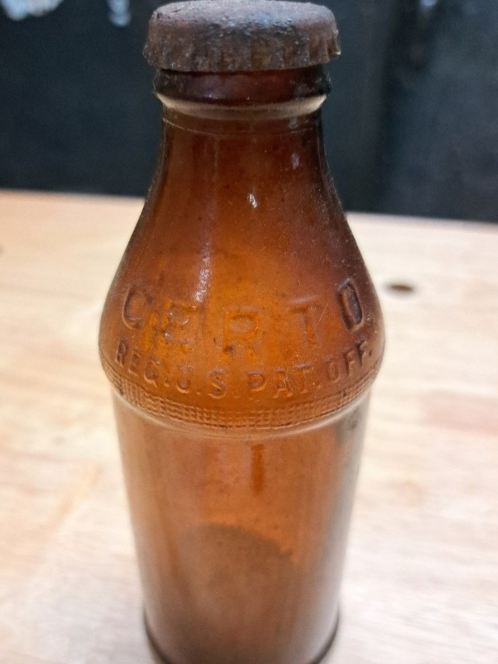 Amber CERTO Embossed Glass Bottle
